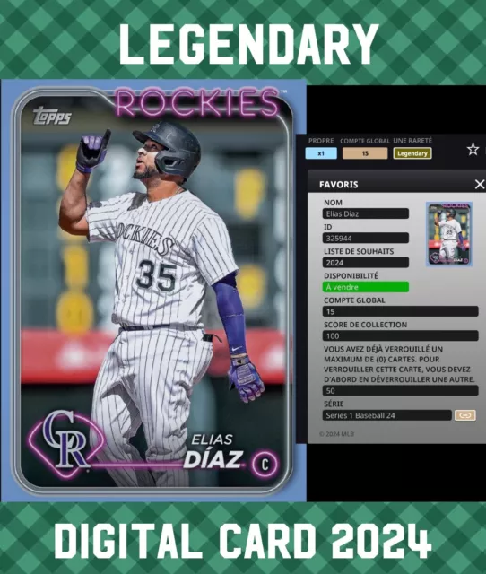 Topps Bunt Legendary Elias Diaz  Rockies Flash Pack Blue 2024 Digital Card