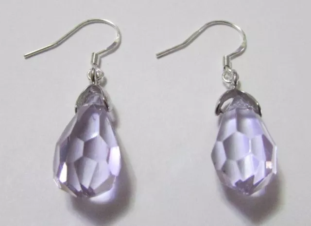 Tear Drop/Dangle Swarovski Element Crystal Earring Sterling Silver Purple