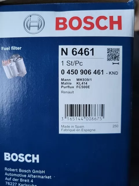 BOSCH Filtre à carburant N6461 pour RENAULT ESPACE MEGANE SCÉNIC 0 450 906 461