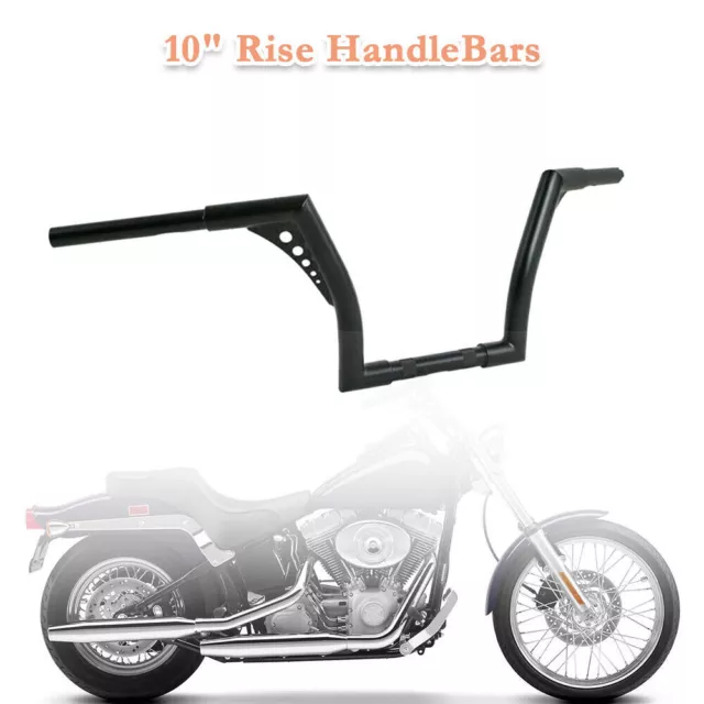 10" Rise HandleBars Ape Hanger Black Motorcycle NEW Fit For Harley FXST