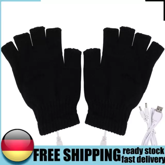 Women Men Electric Heating Gloves USB Thermal Gloves for Sports Skiing (Black) D