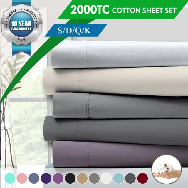 2000TC Egyptian Cotton Sheet Set Single/Double/Queen/King ECO-Friendly Bed Linen