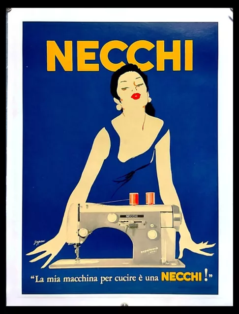 1950ca (1980) * Manifestino, Poster Originale "Grignani - NECCHI (Blue Yellow) -