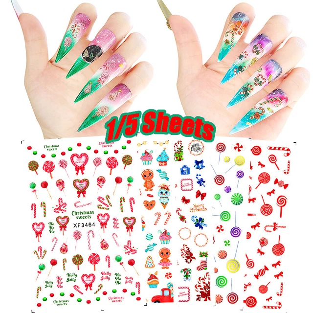 3D Noël Ongle Autocollant Auto-Adhésif Flocon Arbre Ongle Décalques Doigt S ,