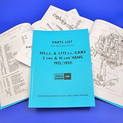 FORD SPARE PARTS List for 933cc & 1172 cc Cars, 5cwt & 10cwt Vans 1932