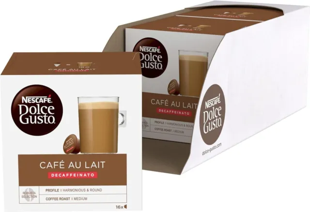 NESCAFE Dolce Gusto CafE au Lait Decaf Coffee Pods - total of 48 Coffee Capsules
