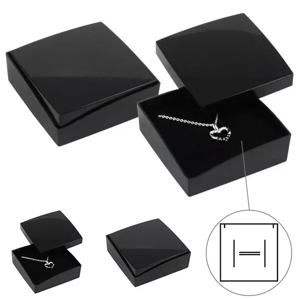 Jewellery Box Black Ring Necklace Pendant Earrings Bracelet Gift Foam Padded New