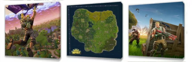 Fortnite Kids canvas wall art plaque pictures set of three pack 3