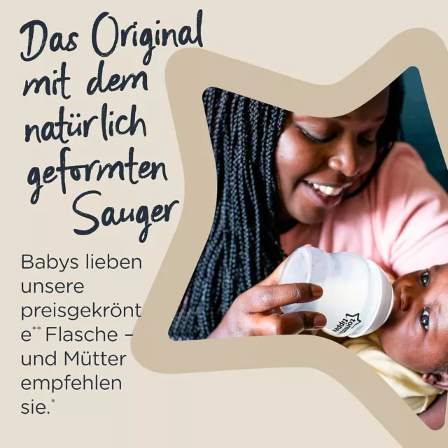 Tommee Tippee Closer to Nature Babyflaschen, Natürlich geformter Trinksauger mit 3