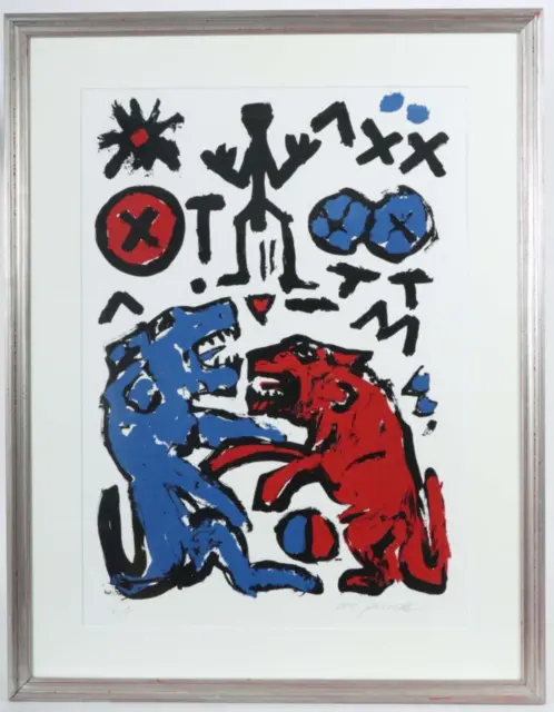 A.R. Penck ""Mit den Wölfen heulen" Farbsiebdruck handsigniert nummeriert groß