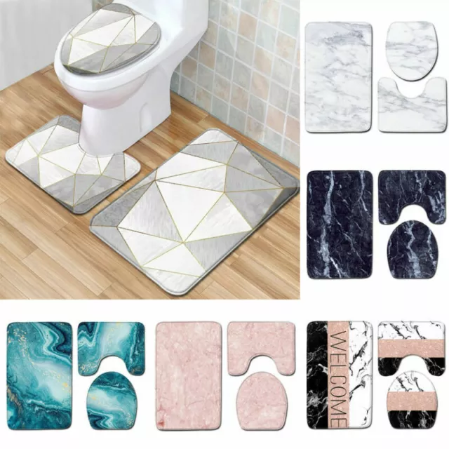 Washable Anti Slip Bathroom Mat Toilet Seat Lid Cover Pedestal Rug Bath Carpet