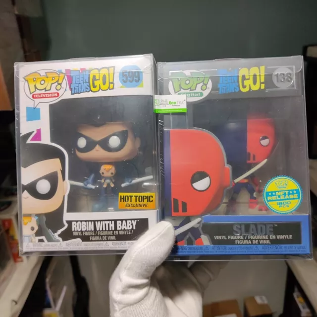 Teen Titans Go : Slade Digital Exclusive LE 1800 & Robin With Baby Funko Pop Set