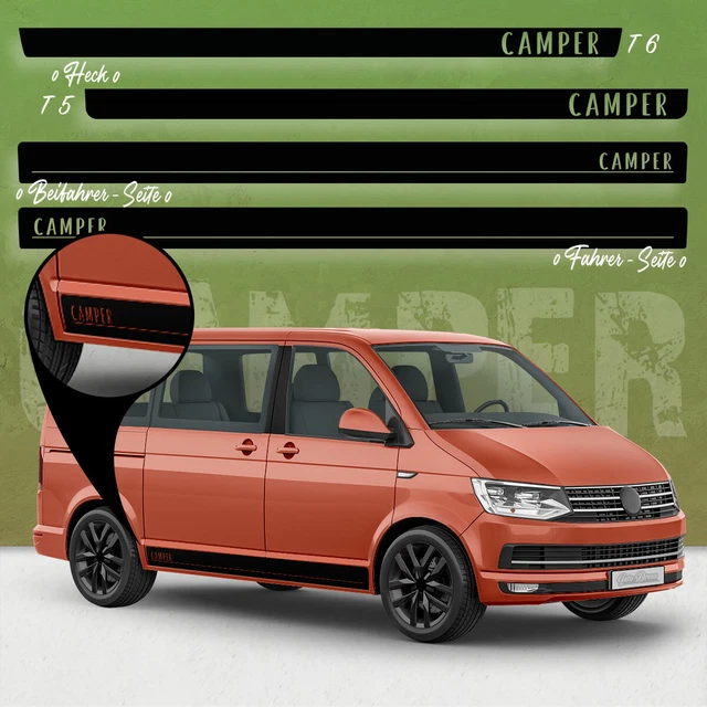 Wheelbase Sticker BUS SEITEN-STREIFEN STICKER Set, Comp. With VW T5 T6 - Camper O Short ...
