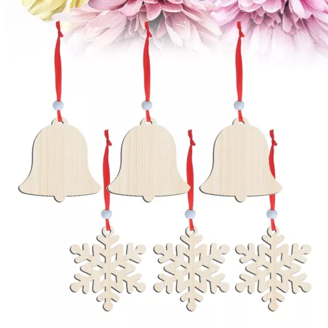 6 PCS Découpes De Bois Noël Inachevées Artisanat D'ornement Évider 2