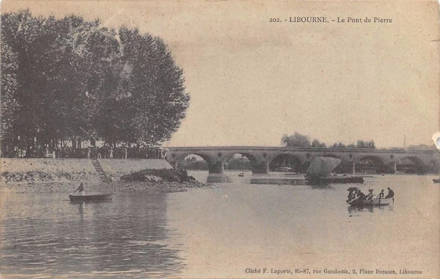 Cpa 33 Libourne The Stone Bridge