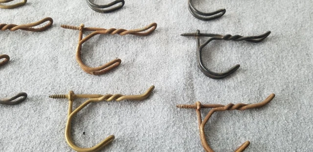 #2  Lot Of 15 Vintage Antique School Farm House Screw In Wire Coat Hat Hooks