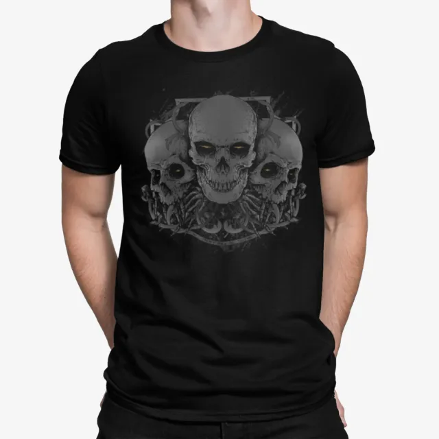 T-shirt uomo Demon Skulls gotica rock teschio gotico scheletro biker alternativo