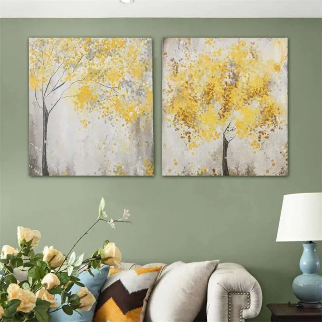 Albero di fiori giallo decorazione da parete tela 2 pezzi immagine arte da parete senza cornice