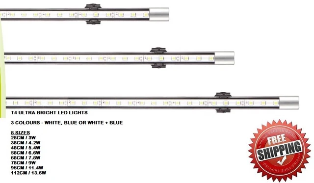 Waterproof Aquarium Fish Tank Submersible LED Light Bar Lighting Lamp White Blue