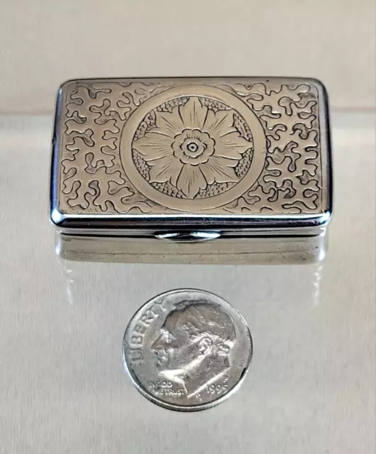 Important Circa 1900 Imperial Japanese Miniature Silver Box w Chrysanthemum Seal