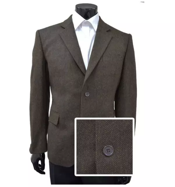 Giacca in tweed Lloyd Attee & Smith in lana mista marrone macchiato - 42" petto