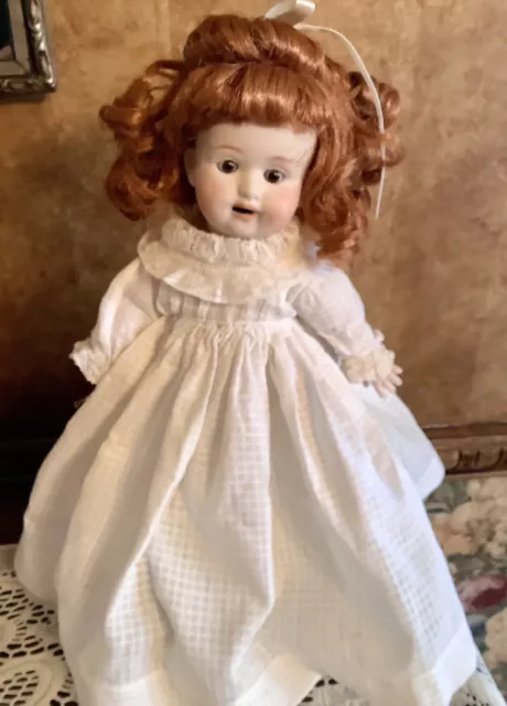 Vintage porcelain 12” Jointed /Strung Red Hair Doll