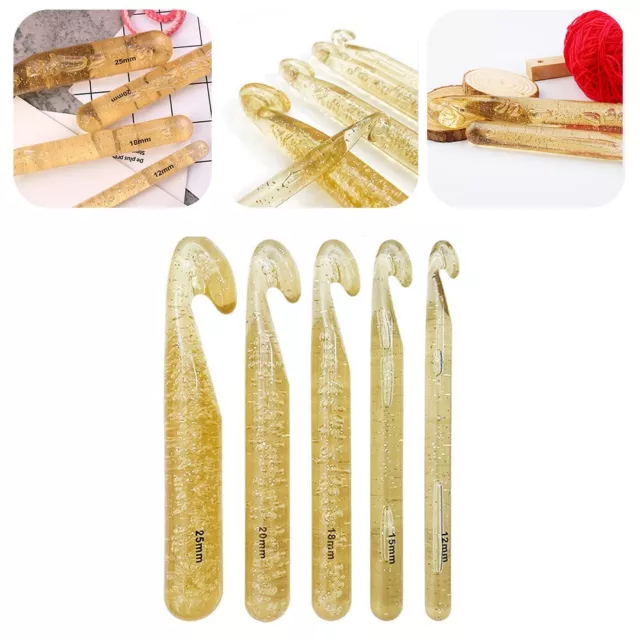 Large Size Knitting Needles Set Transparent Handle Crochet Hook for DIY Sewing