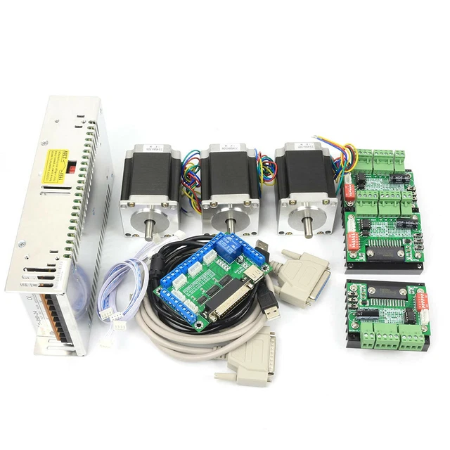 FR〗3 AXIS NEMA23 270oz-In 76mm 3A Stepper Motor Driver Mach3 CNC.