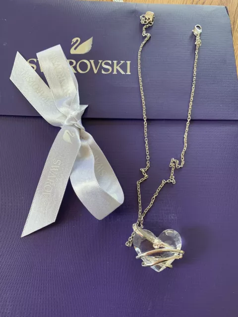 Genuine Swarovski Crystal Heart Pendant With Diamond Stud Used