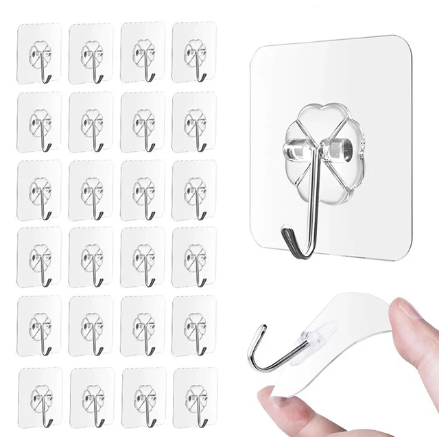 30 Pcs Seamless Self Adhesive Hanging Nail Screw Stickers Punch-free Wall Hook