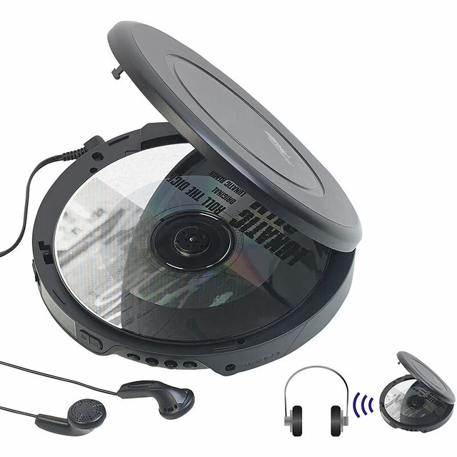auvisio Tragbarer CD-Player mit Ohrhörern, Bluetooth und Anti-Shock-Funktion