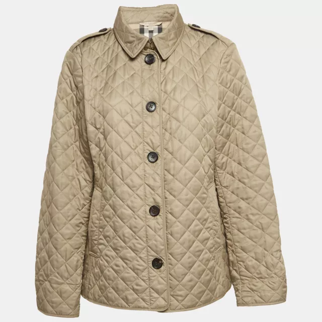 Burberry Brit Beige Synthetic Diamond Quilted Ashurst Jacket XXL