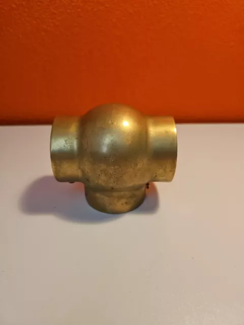 Solid Brass Ball Tee Connector 2 inch inside diameter bar tavern foot rail
