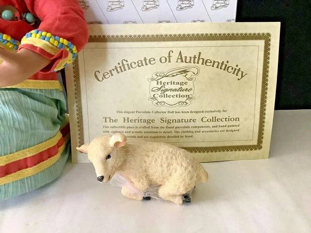 Vintage Heritage Signature Collection Porcelain "Doll w/Lamb" #12403 COA 2