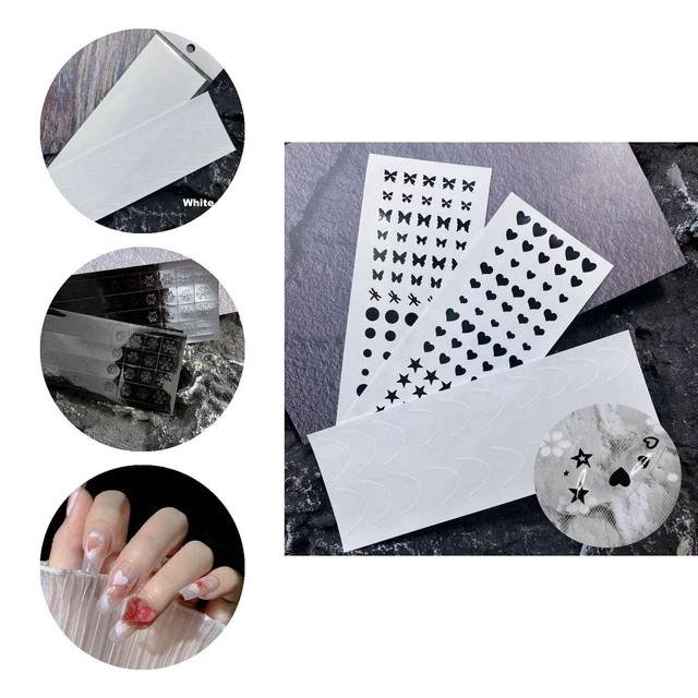 7 piezas plantilla de escote de uñas varios estilos lámina 2D vinilo plantilla de tatuaje de uñas