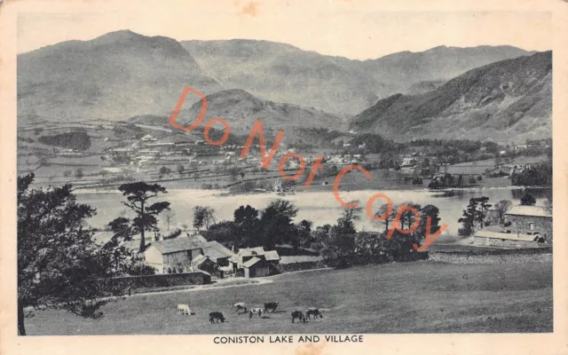 Coniston Cumbria Lake and Village Postcard (D769)