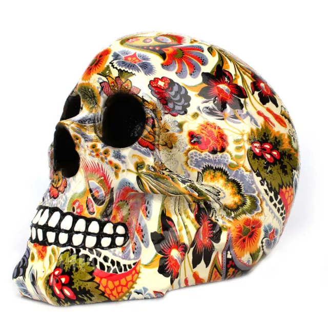 Gorgeous Skull Decoration Colorful Flower Resin Skeleton Decor for Halloween