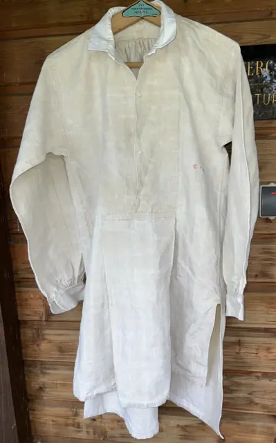 Ancienne chemise / biaude en chanvre 19ème siècle fait main pans coupés