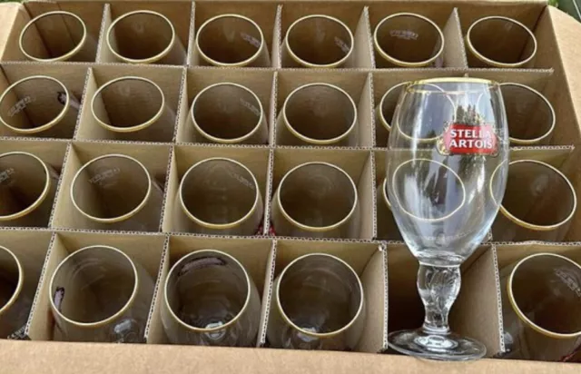 LOT OF 2 Stella Artois Belgium Gold Rim Large Beer Glass 50cl 16.9oz ...