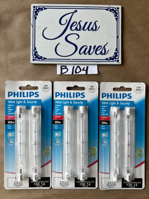 6- Philips 300W 120V Clear RSC Base T3 Halogen Work Light Bulbs       B104