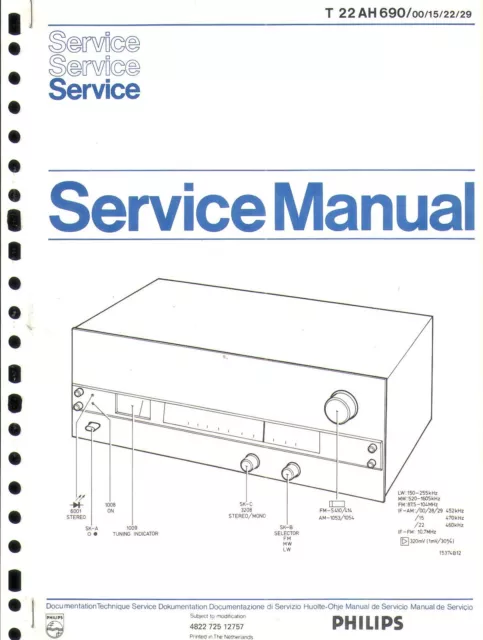 Philips Original Service Manual für T  22 AH 690