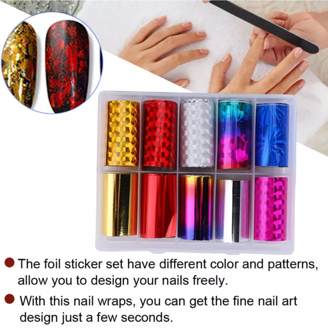 10 Rolls Sky Nail Foil Marble Iridescent Nail Art Transfer Sticker