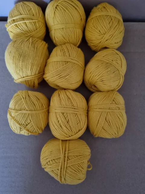 10 X 20g Balls 200g Yellow Cotton Crochet Knitting Crafts  4 Ply Yarn