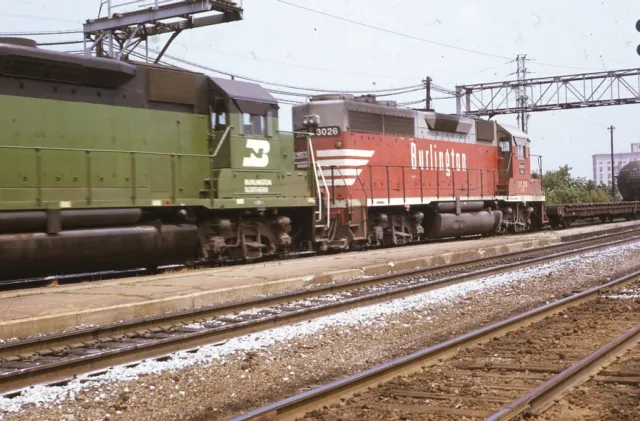 BURLINGTON NORTHERN Railroad Train Locomotive 3026 Original 1974 Photo Slide