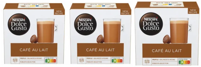Nescafé Dolce Gusto Café au Lait Kaffeekapseln - 3 x 16 Kapsel Vorteilsbox 48 St