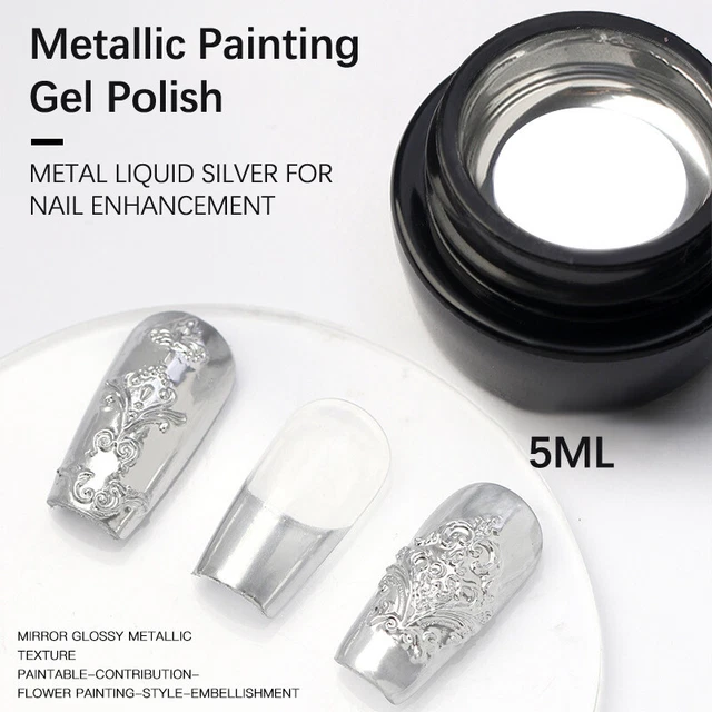 Smalto Metallo Gel Unghia Specchio Vernice Vernice Lacca Disegno Ibrido Un BII