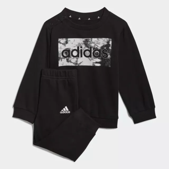 Adidas Infant Boys Sweatshirt & Pants Jogger Set Tracksuit Black 0-24M Hf1909