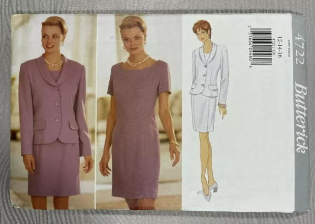 Butterick #4722 Misses'/Petite Jacket & Dress Sewing Pattern (Size 12-16)