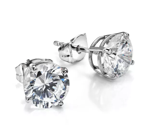 2.02 CT Certified Lab Grown Round Diamond Studs Earrings in 14k White Gold E VS1