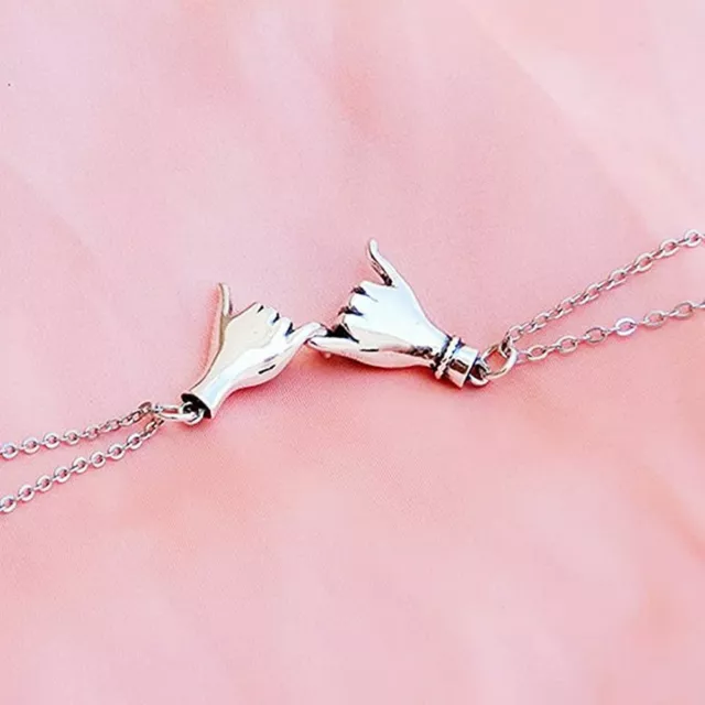 Holding Hands Pinky Promise Couple Necklace Lovers Pendant Clavicle Chain